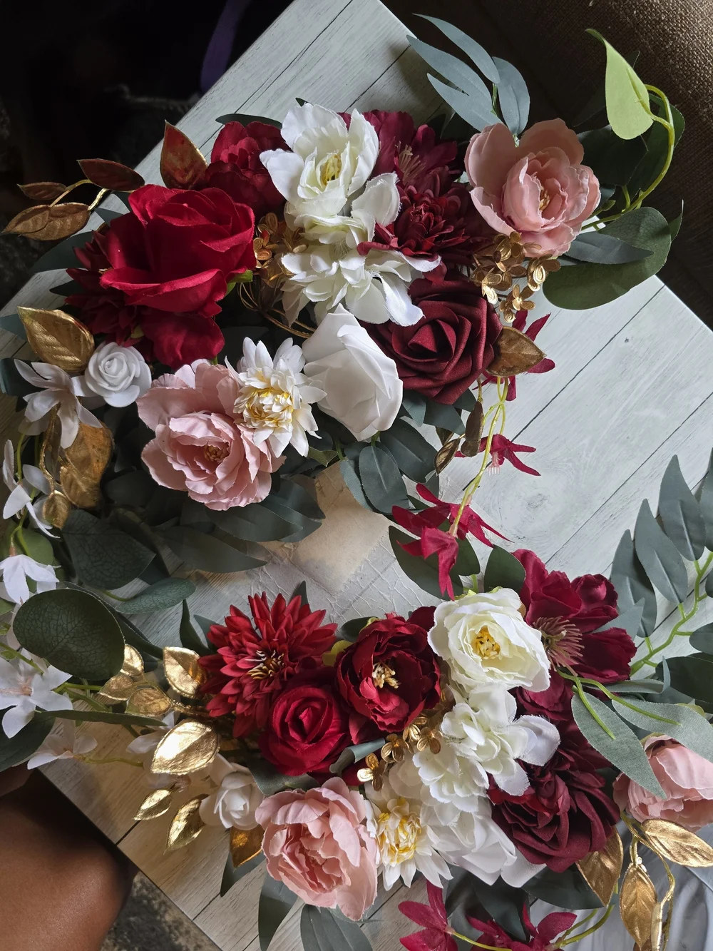 Artificial Floral Wreath - Red, White & Pink Home Accent